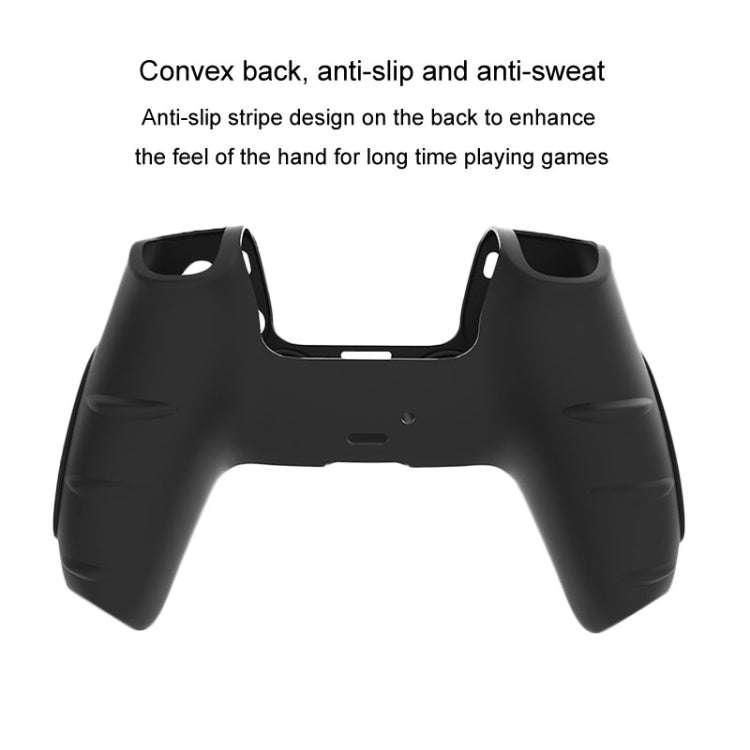 For PS5 Gamepad Silicone Protective Case Anti-Skid Soft Silicone Cover, Color: White+2 Hats