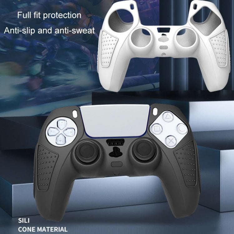 For PS5 Gamepad Silicone Protective Case Anti-Skid Soft Silicone Cover, Color: White+2 Hats
