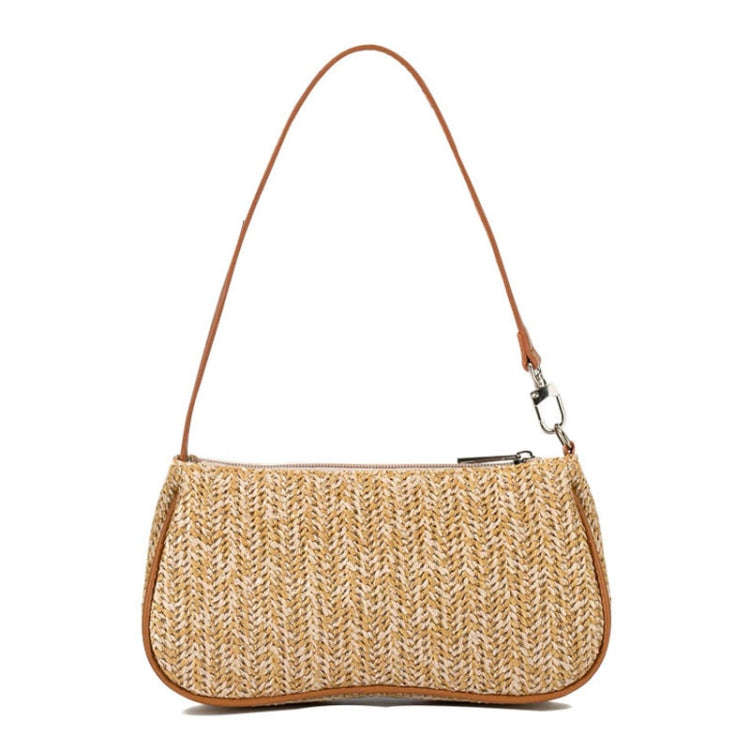 Women Woven Bag Single Shoulder Armpit Hundreds of Straw Bag(Khaki)