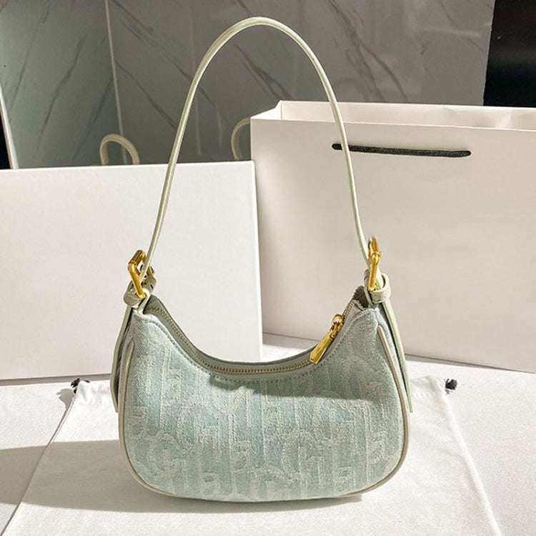 Denim Women Bag Underarm Single Shoulder Handbag Tote Niche Dumpling Bag(Light Denim Color)