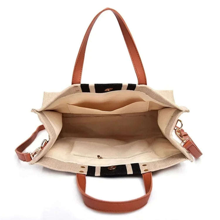 Women Handbag Briefcase Large Capacity Canvas Crossbody Bag, Color: Black