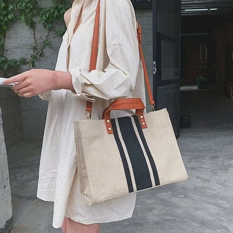 Women Handbag Briefcase Large Capacity Canvas Crossbody Bag, Color: Zipper Model Black
