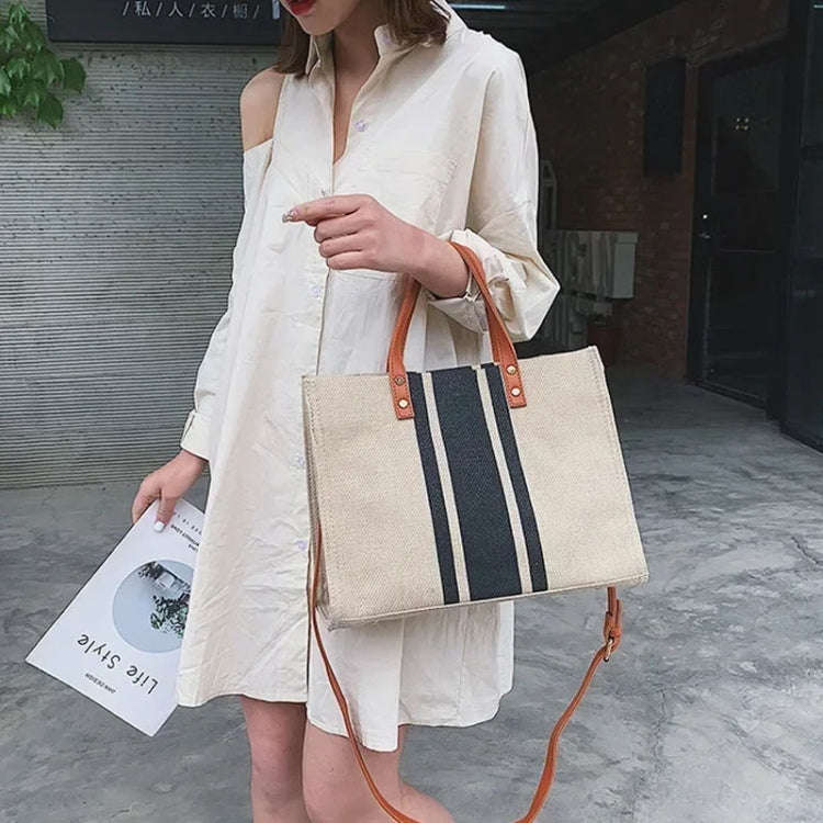 Women Handbag Briefcase Large Capacity Canvas Crossbody Bag, Color: Zipper Model Black