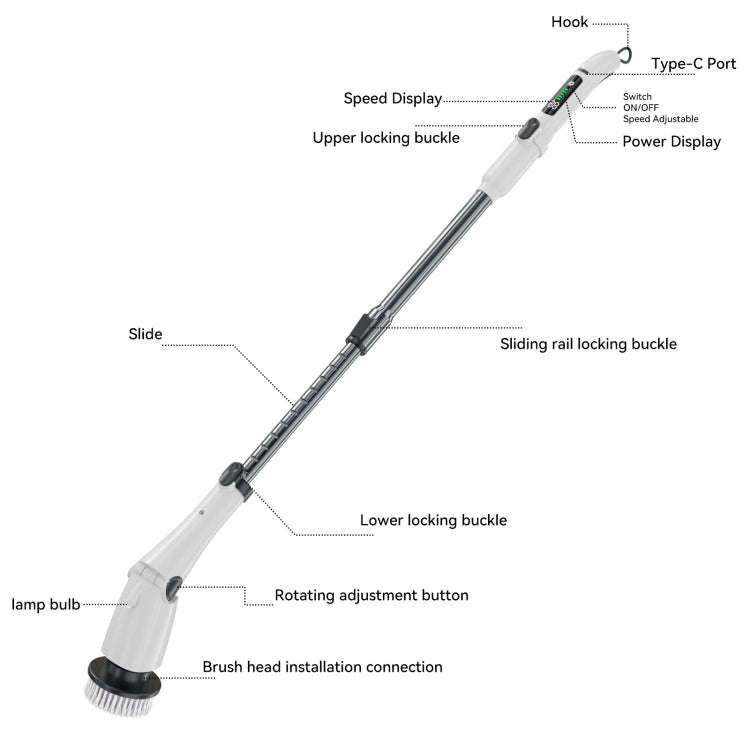 Multifunctional Long and Short Dual Purpose Electric Cleaning Brush Kitchen Bathroom Window Floor...