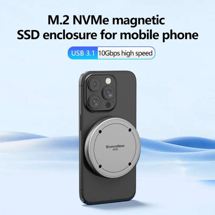 Blueendless M3N Magnetic M.2 2230 / 2242 NVMe SSD Enclosure 10Gbps Type-C USB3.1 SSD Case For Mob...