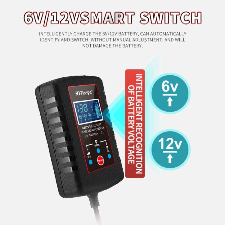 RJtianye 6V/12V ASE Adapter Cable Car Motorcycle Lawn Mower Battery Charger(US Plug)