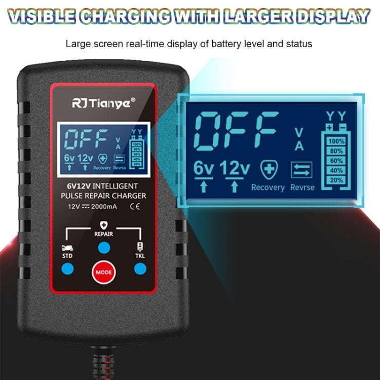 RJtianye 6V/12V ASE Adapter Cable Car Motorcycle Lawn Mower Battery Charger(US Plug)