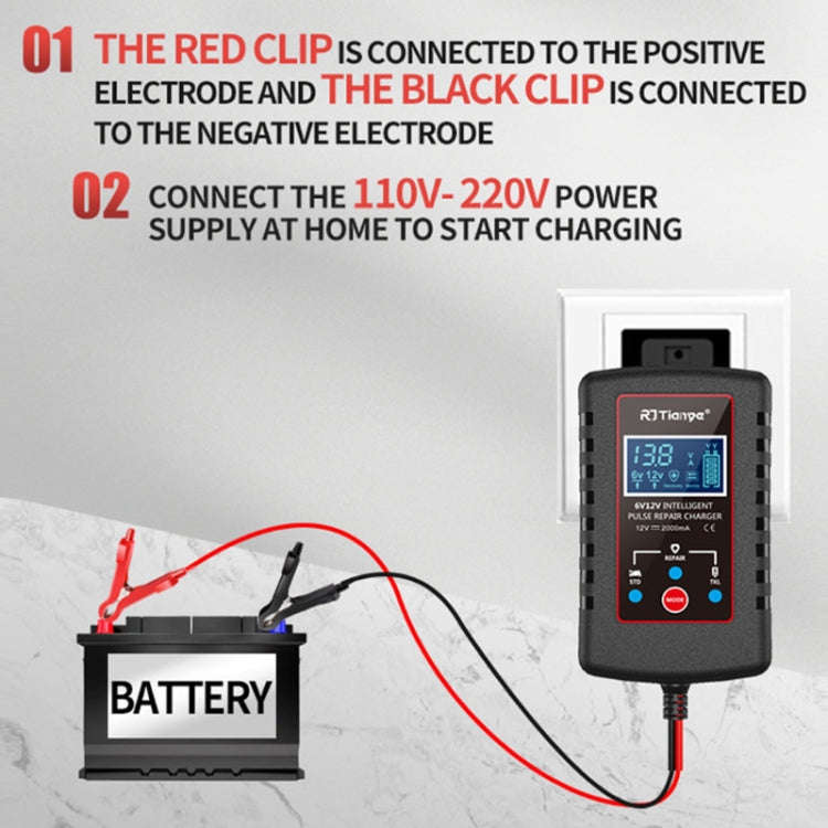 RJtianye 6V/12V ASE Adapter Cable Car Motorcycle Lawn Mower Battery Charger(US Plug)