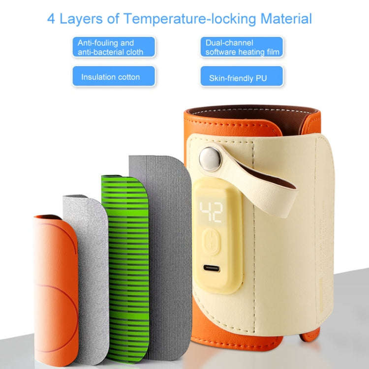 Baby Bottle Warmer Cover Outdoor Portable Milk Water Heater(Orange)
