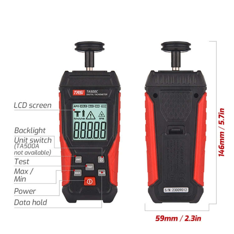 TASI TA500A Optical Measurement Laser Tachometer Digital Display Measuring Speed Meter