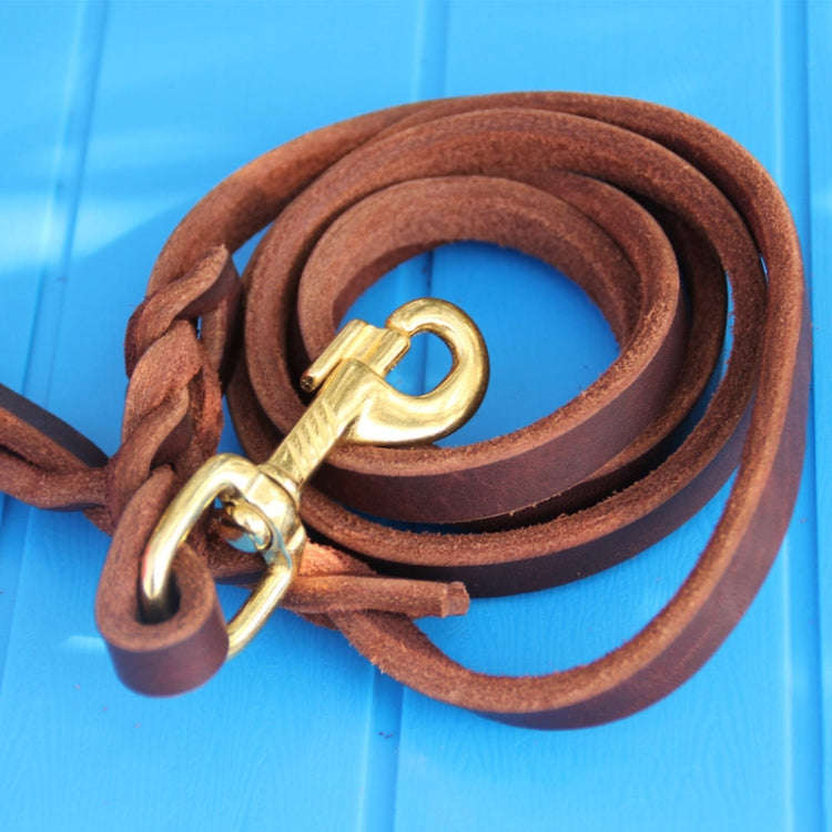 1.2 x 120cm Pet Outing Cowhide Towing Leash Dog Training Harness(Iron Hook)