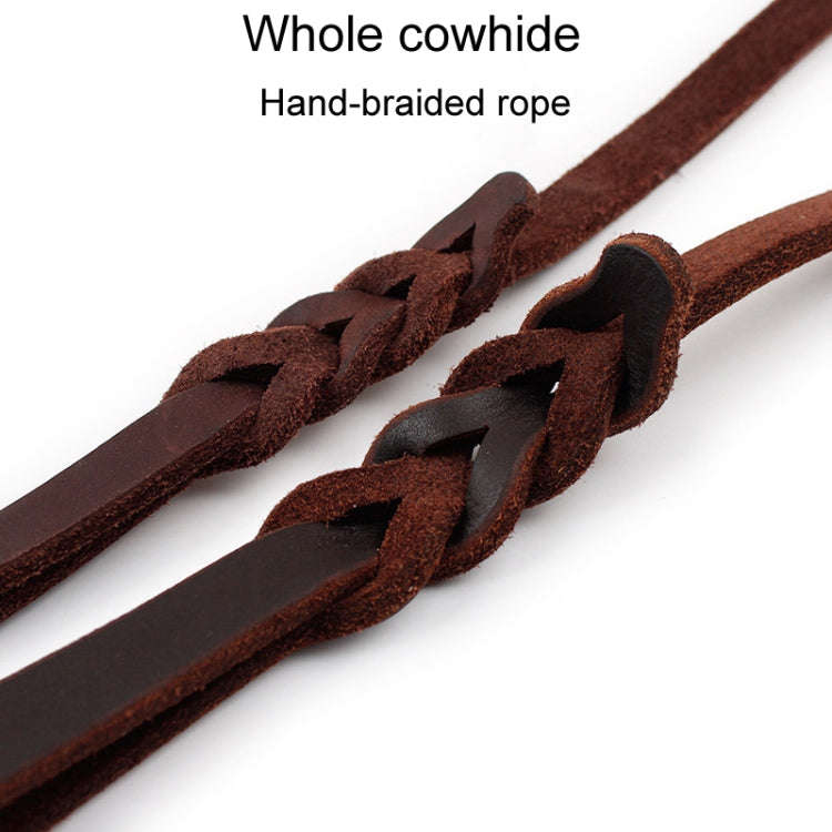 1.2 x 250cm Pet Outing Cowhide Towing Leash Dog Training Harness(Bronze Hook)