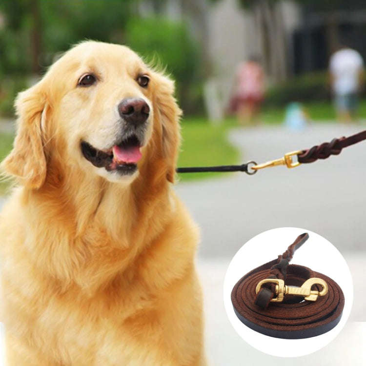 1.2 x 200cm Pet Outing Cowhide Towing Leash Dog Training Harness(Iron Hook)