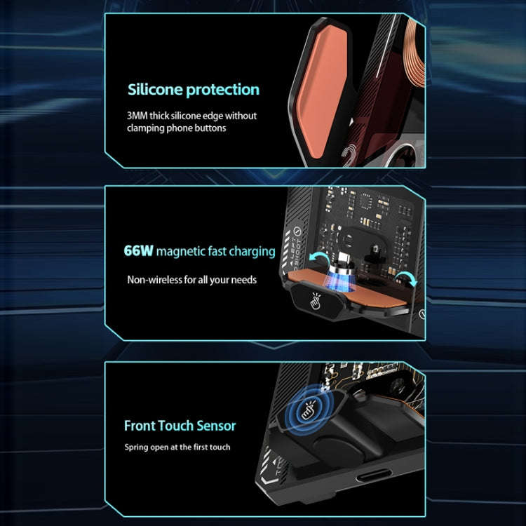 15W QI Protocol Wireless Car Charger Smart Induction Phone Holder(Black)