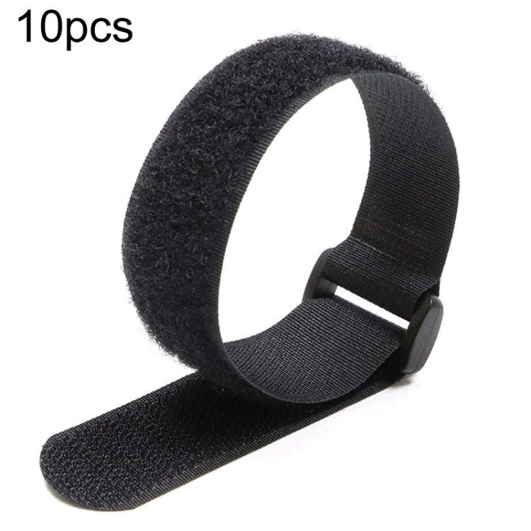 10pcs Nylon Cable Storage Snap Tape Reverse Buckle Type Fixed Packing Strap, Model: Black 20 x 150mm