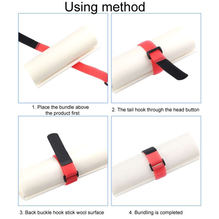 10pcs Nylon Cable Storage Snap Tape Reverse Buckle Type Fixed Packing Strap, Model: Black 20 x 150mm