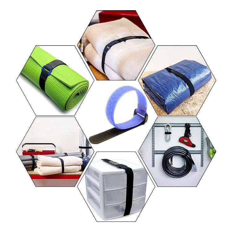 10pcs Nylon Cable Storage Snap Tape Reverse Buckle Type Fixed Packing Strap, Model: Black 25 x 200mm