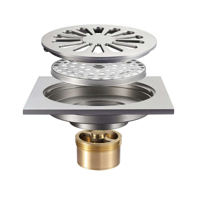 Bathroom Brushed Anti-Return Water, Insect and Odor Resistant Floor Drain(Copper)