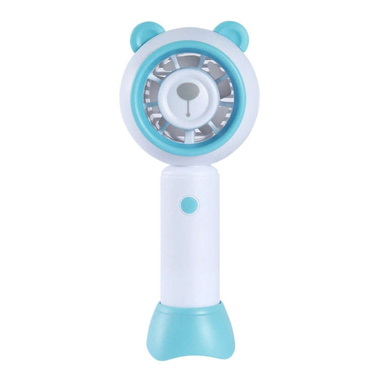USB Handheld Fan Mini Portable Desktop Cute Cartoon Fan(Blue Bear)