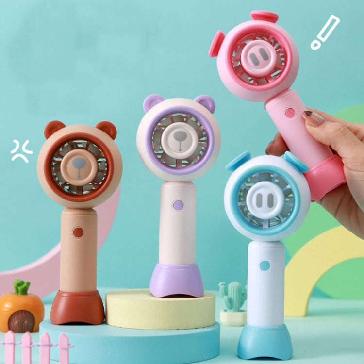 USB Handheld Fan Mini Portable Desktop Cute Cartoon Fan(Pink Pig)