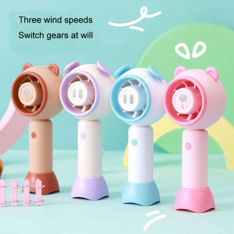 USB Handheld Fan Mini Portable Desktop Cute Cartoon Fan(Pink Pig)