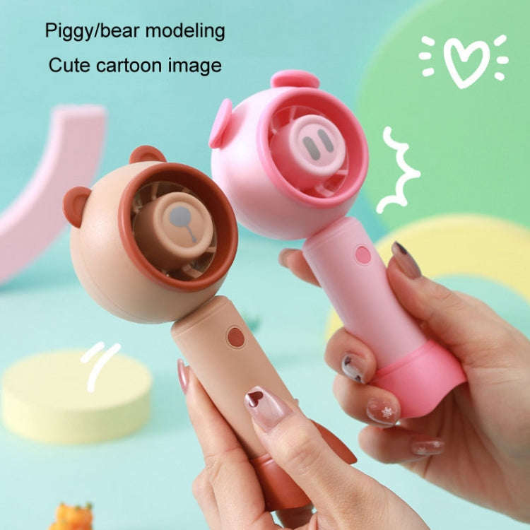 USB Handheld Fan Mini Portable Desktop Cute Cartoon Fan(Pink Pig)