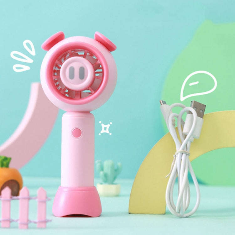 USB Handheld Fan Mini Portable Desktop Cute Cartoon Fan(Pink Pig)