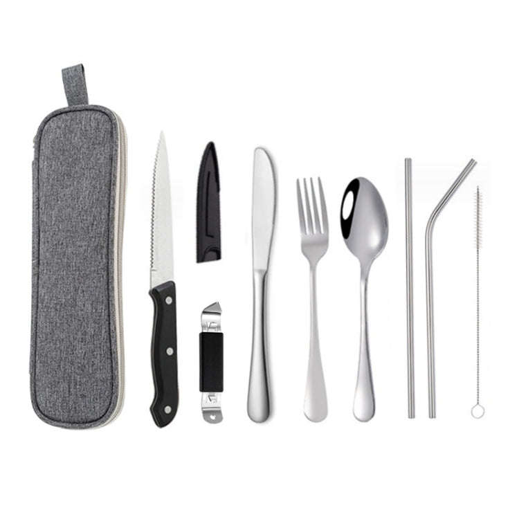 Portable Stainless Steel Cutlery Set Outdoor Picnic Knife And Fork Tool With Storage Bag, Style: ...