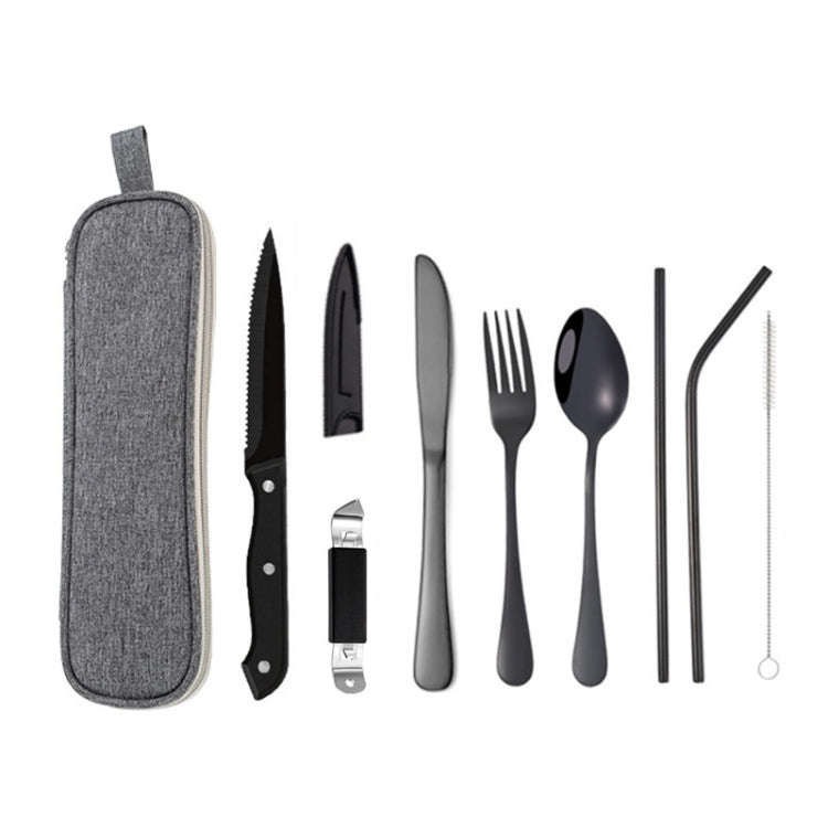 Portable Stainless Steel Cutlery Set Outdoor Picnic Knife And Fork Tool With Storage Bag, Style: ...