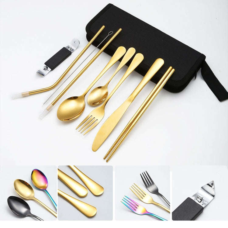 Portable Stainless Steel Cutlery Set Outdoor Picnic Knife And Fork Tool With Storage Bag, Style: ...