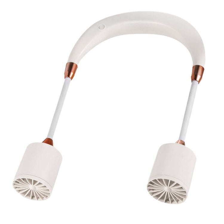 Portable Hanging Neck Fan USB Charging Long Life Outdoor Small Fan(White)