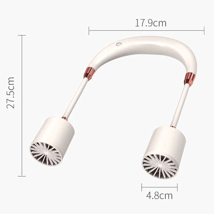 Portable Hanging Neck Fan USB Charging Long Life Outdoor Small Fan(White)