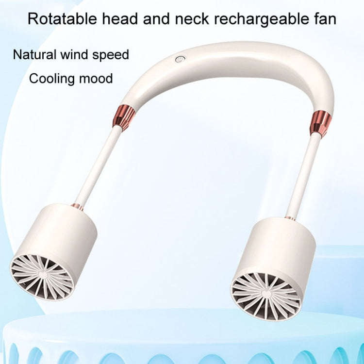 Portable Hanging Neck Fan USB Charging Long Life Outdoor Small Fan(White)