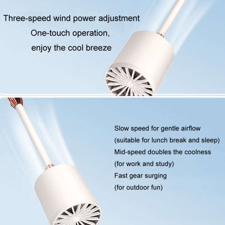 Portable Hanging Neck Fan USB Charging Long Life Outdoor Small Fan(White)