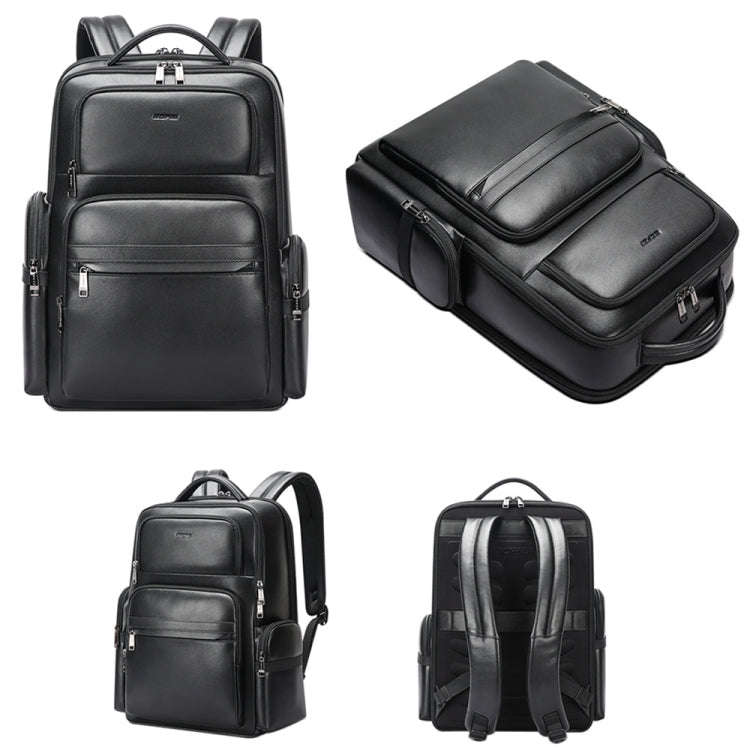 Bopai 61-98611 Large-capacity Waterproof First-layer Cowhide Laptop Backpack With USB+Type-C Port...