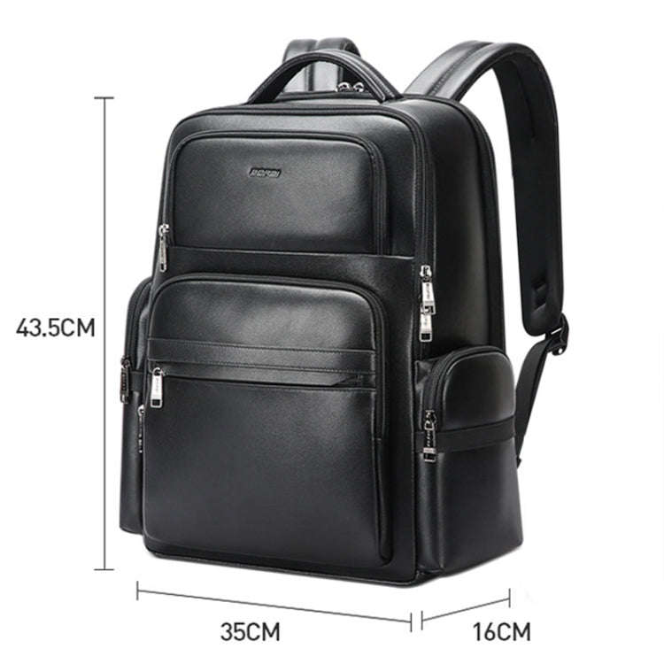 Bopai 61-98611 Large-capacity Waterproof First-layer Cowhide Laptop Backpack With USB+Type-C Port...