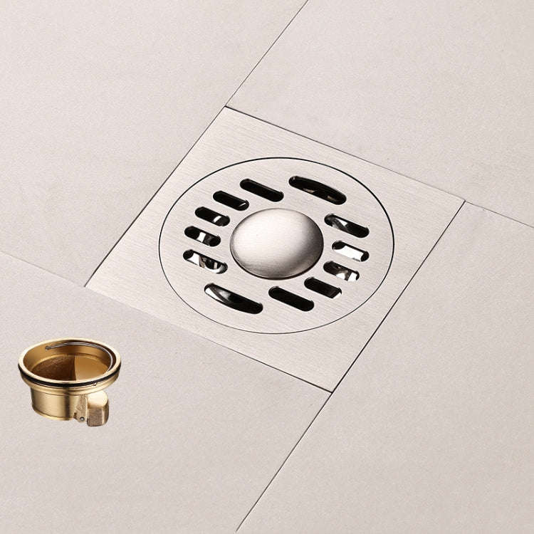 All Copper Brushed Anti-Odor Floor Drain Gravity Copper Core Bathroom Floor Drain, Specification:...