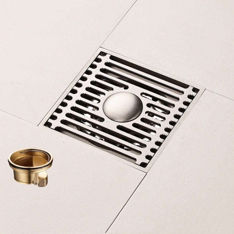 All Copper Brushed Anti-Odor Floor Drain Gravity Copper Core Bathroom Floor Drain, Specification:...