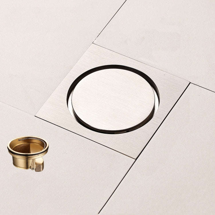All Copper Brushed Anti-Odor Floor Drain Gravity Copper Core Bathroom Floor Drain, Specification:...