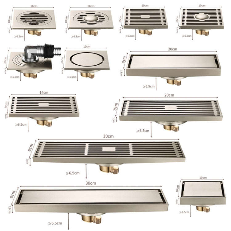 All Copper Brushed Anti-Odor Floor Drain Gravity Copper Core Bathroom Floor Drain, Specification:...