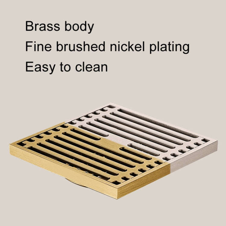 All Copper Brushed Anti-Odor Floor Drain Gravity Copper Core Bathroom Floor Drain, Specification:...