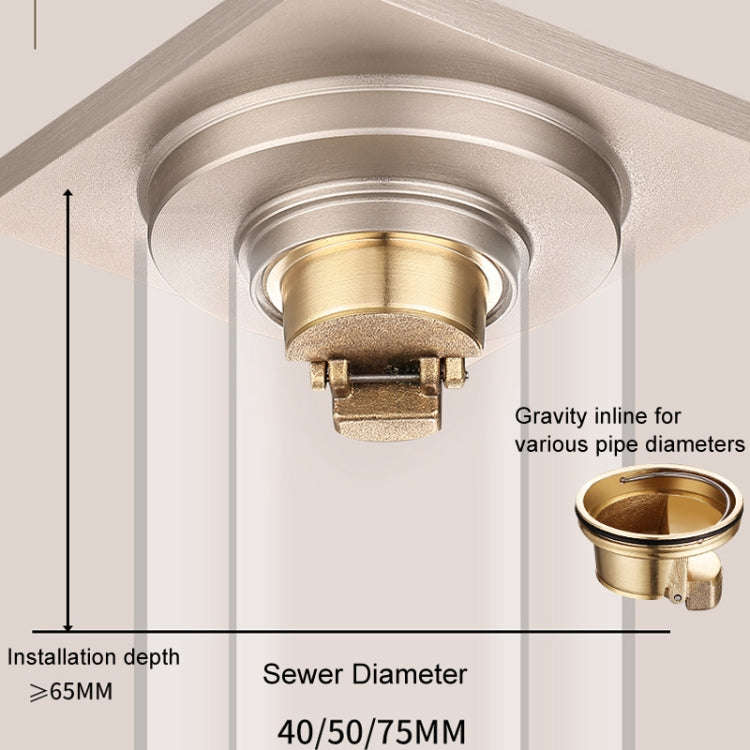 All Copper Brushed Anti-Odor Floor Drain Gravity Copper Core Bathroom Floor Drain, Specification:...