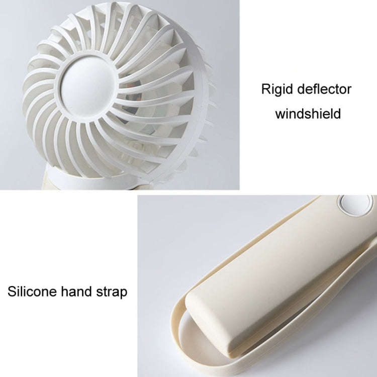 Portable Handheld Quiet Fan Silicone Hanging Neck Small Electrical Fan(Beige)