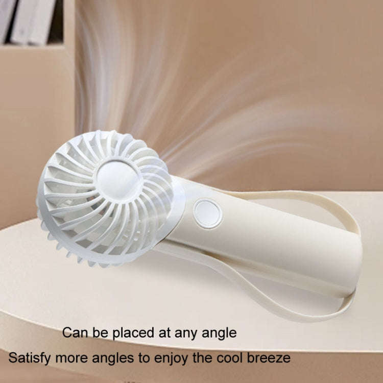 Portable Handheld Quiet Fan Silicone Hanging Neck Small Electrical Fan(Beige)