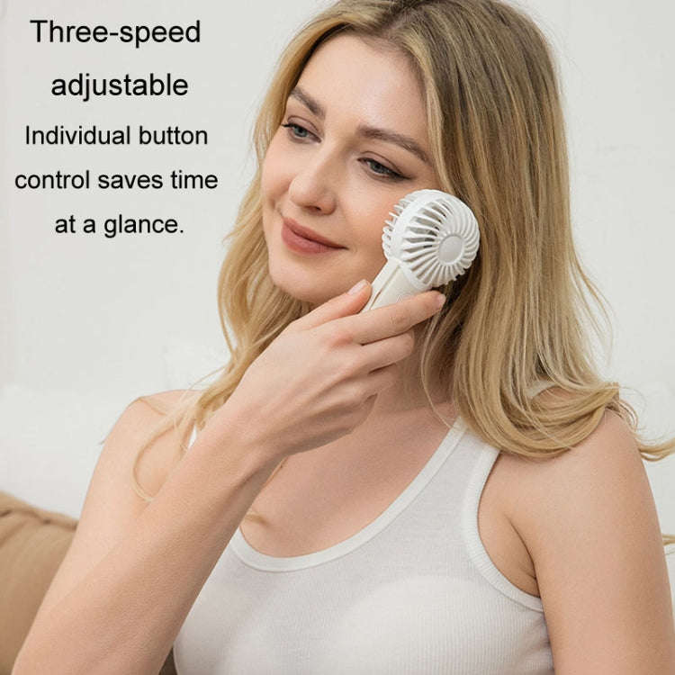 Portable Handheld Quiet Fan Silicone Hanging Neck Small Electrical Fan(Beige)
