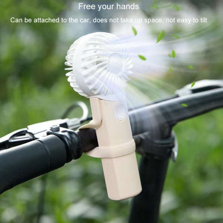 Portable Handheld Quiet Fan Silicone Hanging Neck Small Electrical Fan(Beige)