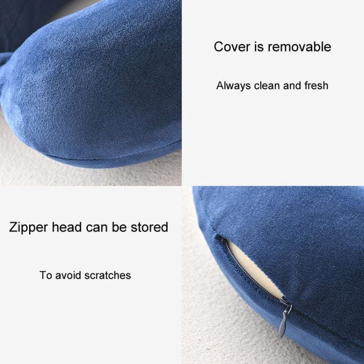 Portable Napping Memory Pillow Multifunctional Airplane Travel U-Shaped Pillow(Navy Blue)