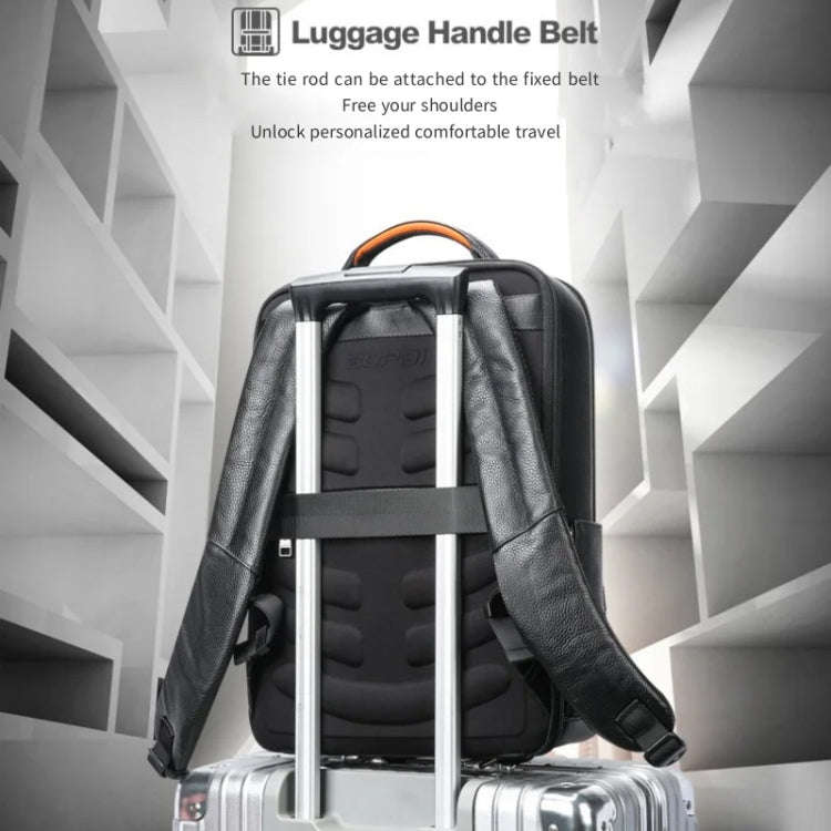 Bopai AL-61-122631B Large Capacity Cowhide Laptop Backpack With USB+Type-C Port(High-end Version)