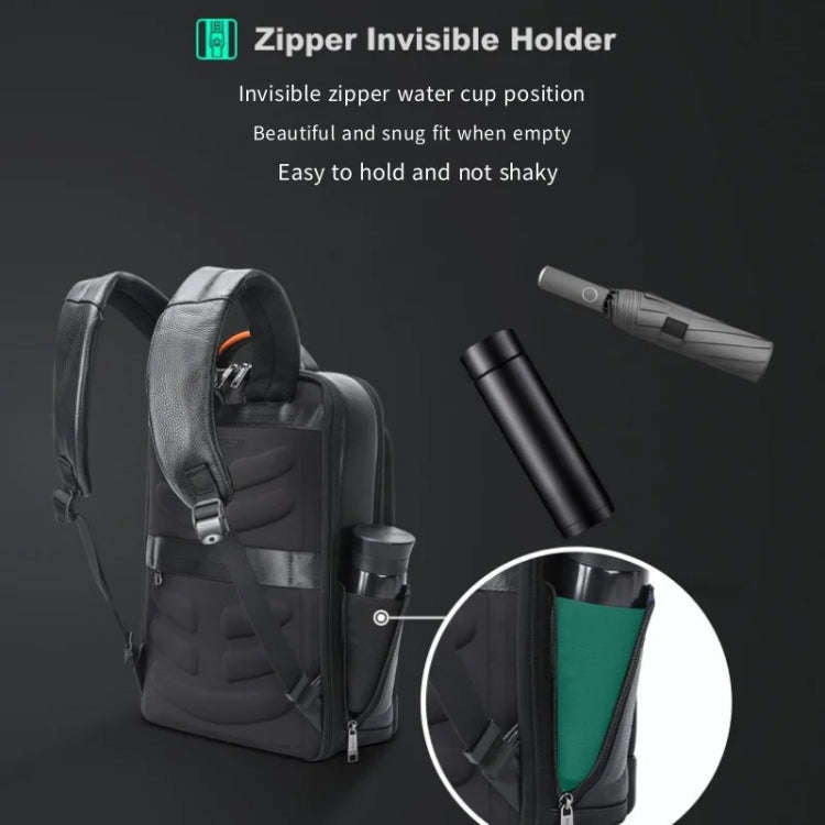 Bopai AL-61-122631B Large Capacity Cowhide Laptop Backpack With USB+Type-C Port(High-end Version)