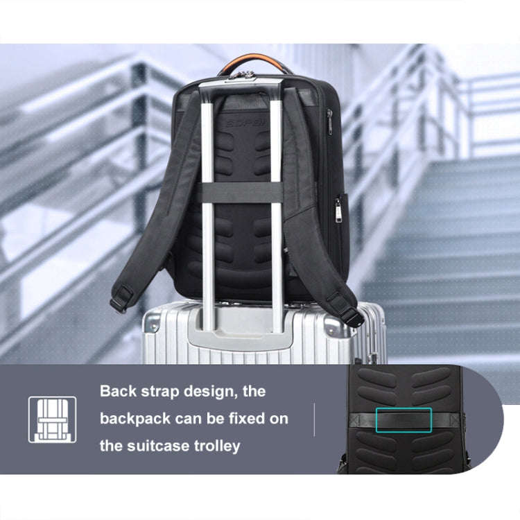 Bopai 61-19011 Large Capacity Waterproof Travel Laptop Backpack With USB+Type-C Port(Black)